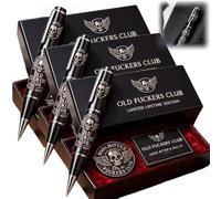 Old F*ckers Club Limited Edition Pen, Bold & Unapologetic Premium Metal Pens, Attitude - Not Just a Pen, Funny Black the Fearless ＆ Seasoned Pens with Collectors Box, Club Card ＆ Badge (3PCS)