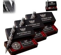 Old F*ckers Club Limited Edition Pen, Funny Premium Black Metal Pen with Old Fuckers Club Card and Badge, Bold & Unapologetic Premium Metal Pens, Gift for the Fearless and Seasoned (3 Pcs)