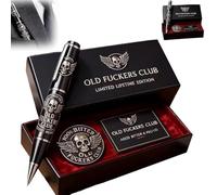 Old F*ckers Club Limited Edition Pen, Funny Premium Black Metal Pen with Old Fuckers Club Card and Badge, Bold & Unapologetic Premium Metal Pens, Gift for the Fearless and Seasoned (1Pc)
