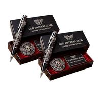 Old F*ckers Club Limited Edition Pen, Funny Premium Black Metal Pen with Old Fuckers Club Card and Badge, Bold & Unapologetic Premium Metal Pens, Gift for the Fearless and Seasoned (2PCS)