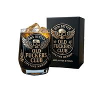 Old F*ckers Club Whiskey Glass, Black and Gold Design, High Borosilicate Glass, 325ml Capacity, Embossed Skull and Wings Emblem, for Unapologetic, Bold, and Battle-Tested Ones (1Pcs)