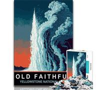 Old Faithful In Eruption Jigsaws Puzzles 1000 Pieces for Teenagers Gifts,Challenging Game And Family Play Wall Decoration Unique Birthday And Xmas Gifts 38x26cm