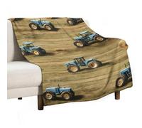 Old Farm Tractors Hay Bales Trees 230GSM Cozy Bed Throw Lightweight Flannel Knee Blanket for Sofa Couch Travel Napping
