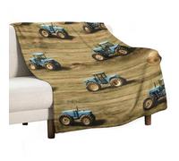 Old Farm Tractors Hay Bales Trees 230GSM Cozy Bed Throw Lightweight Flannel Knee Blanket for Sofa Couch Travel Napping