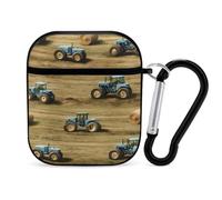 Old Farm Tractors Hay Bales Trees Headphone & Earphone Cases Compatible with Airpod 1&2 Scratch-Resistant PC Protective Cover with Keychain Black-style
