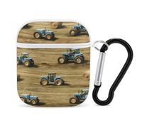 Old Farm Tractors Hay Bales Trees Headphone & Earphone Cases Compatible with Airpod 1&2 Scratch-Resistant PC Protective Cover with Keychain White-style