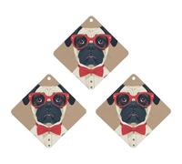 Old Fashionable Khabby Dog Car Air Freshener, 3 Pcs Rhombus Hanging Air Freshener Cards, Long Lasting Fragrance Scented Cards for Car, Home, Office Black-style