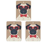 Old Fashionable Khabby Dog Car Air Freshener, 3 Pcs Square Hanging Air Freshener Cards, Long Lasting Fragrance Scented Cards for Car, Home, Office White-style