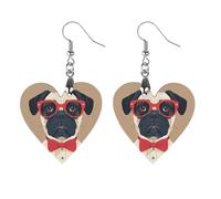 Old Fashionable Khabby Dog Wooden Earrings for Women, Vintage Elegant Wood Jewelry, Lightweight Earrings for Wedding, Party, Everyday Jewelry Gift, Circular, Wood, wood