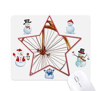 Old Fashioned Bicycle High Wheeler Britain Christmas Snowman Family Star Mouse Pad