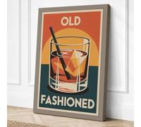 Old Fashioned Cocktail Art Canvas Wall Art Print 30x20 Inch | Ready to Hang, Gallery Wrapped, Fade-Resistant Inks, Securely Packaged, UK Made
