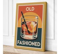 Old Fashioned Cocktail Art Canvas Wall Art Print 30x20 Inch | Ready to Hang, Gallery Wrapped, Fade-Resistant Inks, Securely Packaged, UK Made