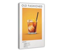 Old Fashioned Cocktail Poster Print Bar Wall Art Vintage Bar Canvas Wine Classic Art Print Retro Bar Wall Decor