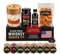 Old Fashioned Electric Smoker Kit Bundle w/Cocktail Syrup & Garnishes | Craft Syrup, Amarena Cherries, Orange Garnish and 8 Wood Chip Flavors - Electric Whiskey Smoker Kit