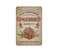 Old Fashioned Gingerbread Metal Tin Sign Christmas Retro Tin Vintage Look 12x8 Inch Decoration Art Sign for Kitchen Farmhouse Restaurants Cafe Pub Wall Decor