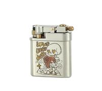 Old-fashioned handmade pure copper kerosene soft flame lighter, double-sided engraving side sliding ignition, suitable for collection and gift giving(Silver3)