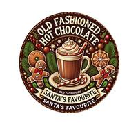 Old Fashioned Hot Chocolate Gingerbread Men And Candy Cane Holly Berries And Pine Leaves Santa's Favourite Label Design Movie Poster,Vintage Metal Tin Sign,Retro Wall Decor for Home Bars, Restau