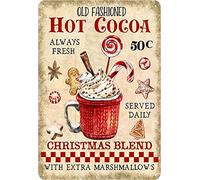 Old Fashioned Hot Cocoa Christmas Blend with Extra Marshmallows Metal Tin Sign Wall Art Decor for Living Room Vintage Art Coffee Bar Signs Home Decor Gifts Decoration 12 x 16 inches