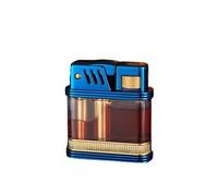 Old-fashioned kerosene grinding wheel lighter with transparent fuel tank, windproof open flame, refillable fuel, windproof and waterproof, compact design can be carried around, gift for men (fuel not
