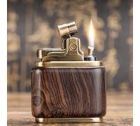 Old-fashioned kerosene lighter, kerosene wooden lighter, grinding wheel brass core cigarette lighter, classic design lighter (without kerosene)