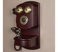 Old Fashioned Landline Telephone Corded Wall Phone with Loud Traditional Phone Ringer Vintage Rotary Dial Telephone for Home Hotel Office,Red