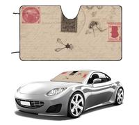 Old Fashioned Mail Car Windshield Sun Shade Keep Car Interior Cool 55"x30" Folding Front Window Sun Shade, Heat Shield for SUV, Truck, Blocks UV