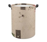 Old Fashioned Mail Laundry Basket with Handles, Laundry Hamper with Internal Support, Foldable Waterproof Clothes Hamper 44x44cm for Bedroom, Bathroom, Laundry Room, Living Room