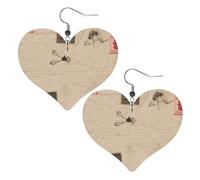 Old fashioned mail Leather Earrings for Women Heart Earring Lightweight Dangle Earrings Jewelry Gifts, One Size, No Gemstone
