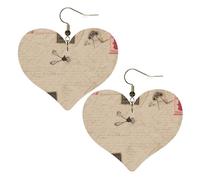 Old fashioned mail Leather Earrings for Women Heart Earring Lightweight Dangle Earrings Jewelry Gifts