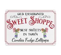 Old Fashioned Sweet Shop Meta Sign Vintage Retro Best Sweets in Town Candy Decor Plaque for Home Shop Kitchen Cafe Bar Decor Poster Tin Sign 8x12 inch