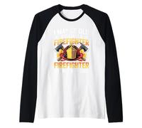 Old Firefighter When It was Cool Fireman Helmet Axes Raglan Baseball Tee