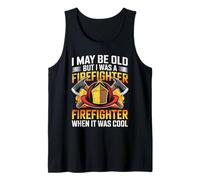 Old Firefighter When It was Cool Fireman Helmet Axes Tank Top