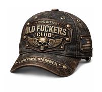Old Fkers Club Vintage Baseball Cap, Funny Men's Baseball Caps, Adjustable Distressed Hat, Embroidered Lifetime Member Design Brown