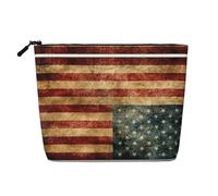 Old Flag Portable Cosmetics Case Fake Hemp, Large Makeup Bag Water Resistant Travel Toiletry Pouch
