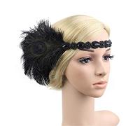 Old Flapper Headpiece from the 20s Great Headband (Black, One Size)