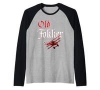 Old Fokker Triplane WW1 Fighter Plane T-Shirt Gift For Men Raglan Baseball Tee