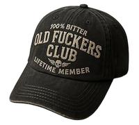 Old Fuckers Club-Vintage Baseball Cap,100% Bitter Lifetime Member, Adjustable Distressed Black Old Fuckers Hat (#A)