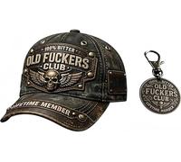 Old Fuckers Club-Vintage Baseball Cap，100% Bitter Lifetime Membership，Commemorative Coin Package, Adjustable Neutral Cap (B)