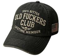Old Fuckers Club-Vintage Baseball Cap,Adjustable 3D Handmade Embroidery Distressed Funny Hat,Adjustable Distressed Black Funny Hat for Men Women (A)