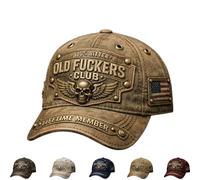 Old Fuckers Club-Vintage Baseball Cap, Adjustable Distressed Washed Cotton Hat, Black Embroidered 100% Bitter Lifetime Member, for Men and Women (C)