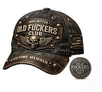 Old Fuckers Club-Vintage Baseball Cap,Deal Grumpy Old Timer Gift for Bitter Veterans Black