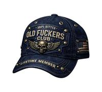 Old Fuckers Club Vintage Baseball Cap, Distressed Adjustable Hat 100% Bitter Lifetime Member Embroidered Unisex Retro Hat Gift for Men Women (J)