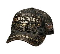 Old Fuckers Club Vintage Baseball Cap, Distressed Adjustable Hat 100% Bitter Lifetime Member Embroidered Unisex Retro Hat Gift for Men Women (E)
