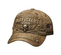 Old Fuckers Club Vintage Baseball Cap, Funny Baseball Cap, Old Man Hat, Vintage Baseball Cap Prank Object, Embroidered 100% Bitter Lifetime Member, Adjustable Distressed Washed Cotton Hat (E)