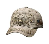 Old Fuckers Club Vintage Baseball Cap, Funny Baseball Cap, Old Man Hat, Vintage Baseball Cap Prank Object, Embroidered 100% Bitter Lifetime Member, Adjustable Distressed Washed Cotton Hat (D)