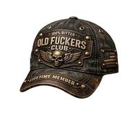 Old Fuckers Club-Vintage Baseball Cap, Old Fuckers Club Adjustable Distressed Hat, Embroidered 100% Bitter Lifetime Member (Black)