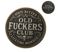 Old Fuckers Club Vintage Distressed Baseball Cap - Cotton Embroidered Hat,Adjustable,Washed Denim Dad Hat (Commemorative Coin 1pc)