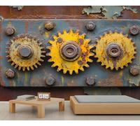 Old Gears 3D Wallpaper, Industrial Style Wall Mural, Mechanical Style Murals for Renters Living Room Bedroom Corridor TV Background Decor - 250x175cm