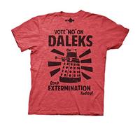 Old Glory - Doctor Who - Mens Vote No On Daleks Soft T-Shirt X-Large Red