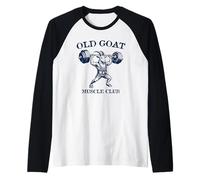 Old Goat Muscle Club Bodybuilding Vintage Style Design Raglan Baseball Tee
